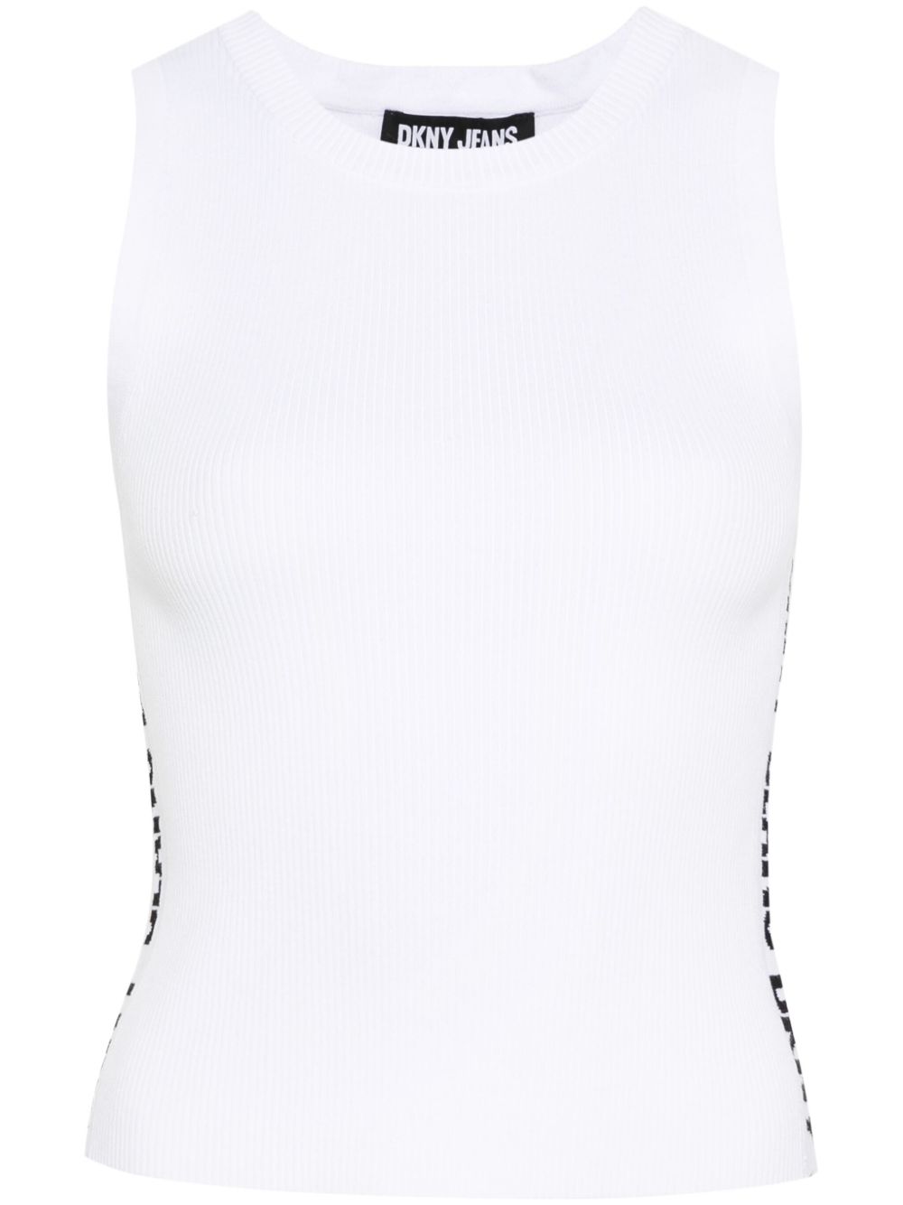 DKNY logo提花罗纹上衣 - 白色