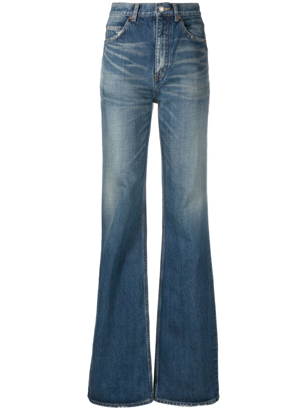 Saint Laurent 高腰喇叭牛仔裤 - 蓝色