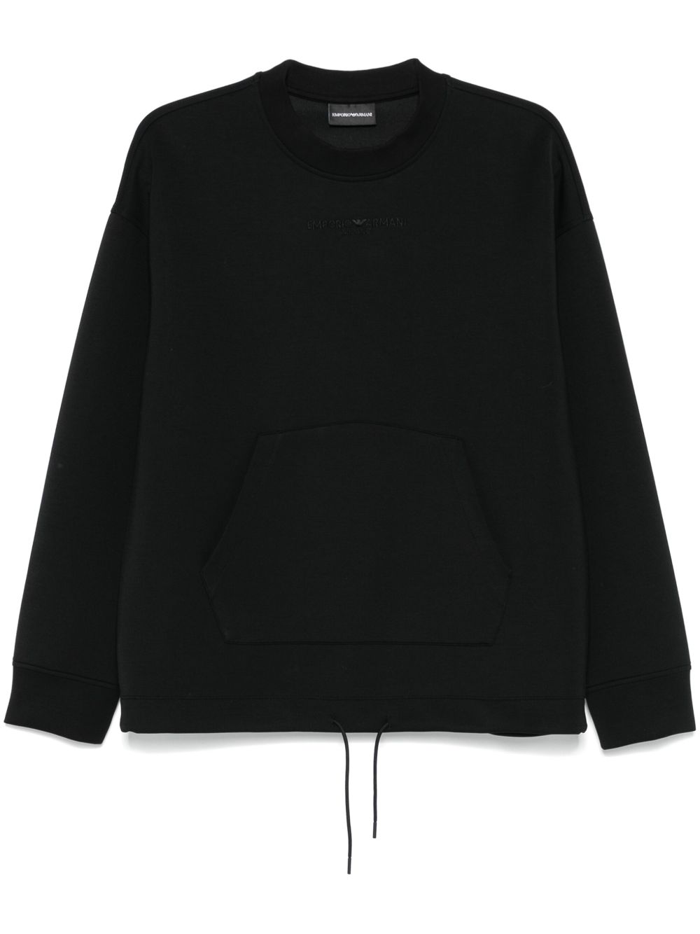 Emporio Armani logo刺绣卫衣 - 黑色
