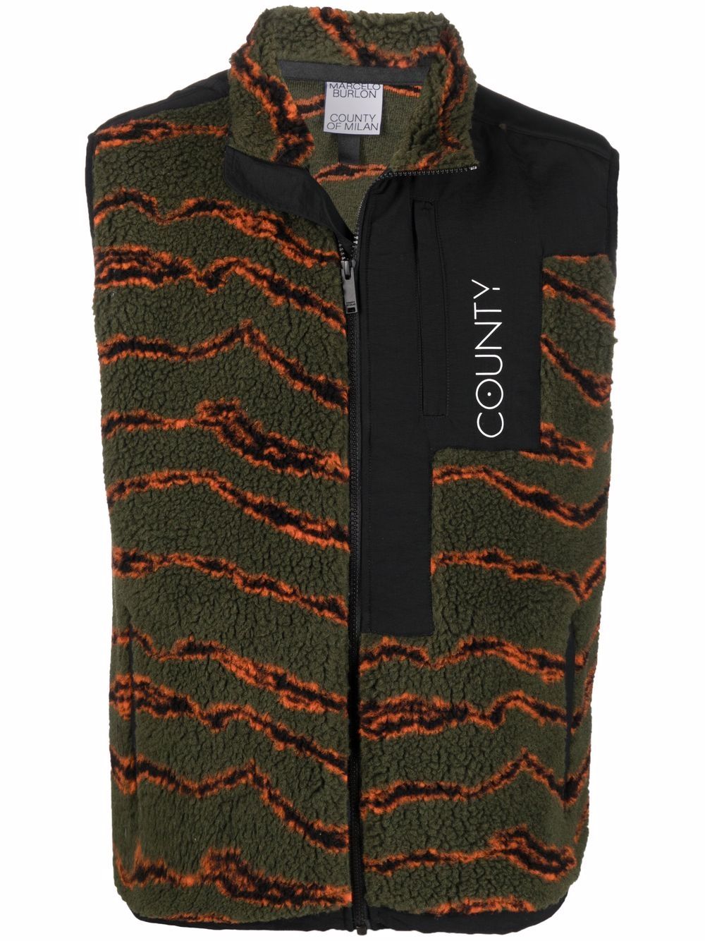 Marcelo Burlon County of Milan 迷彩拉链马甲 - 绿色