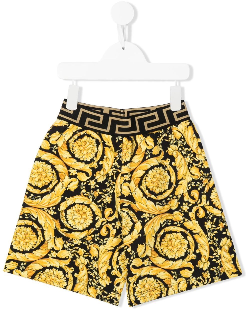 Versace Kids 范思哲 巴洛克印花短裤 - 黑色
