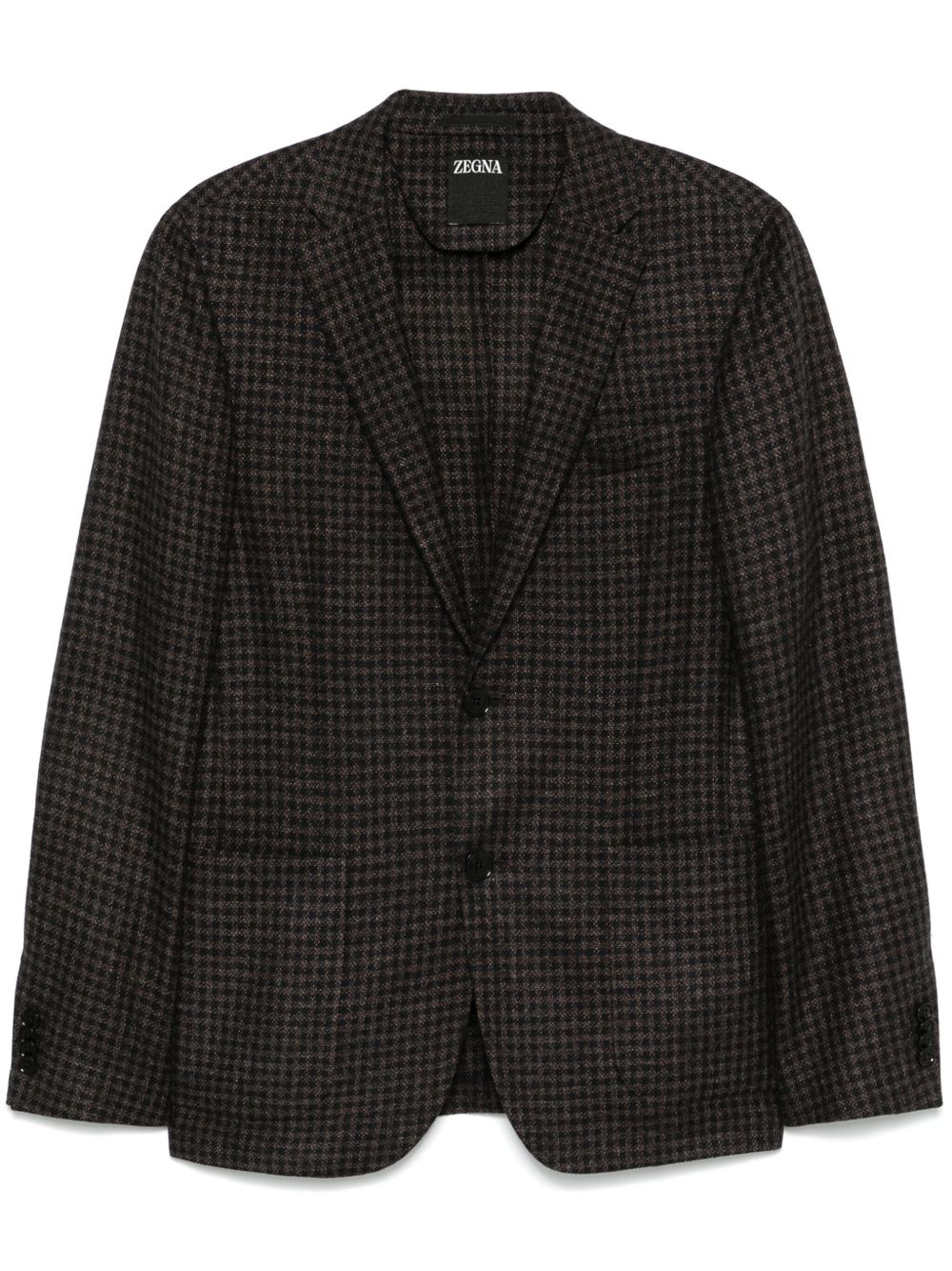 Zegna 格纹西装夹克 - 蓝色