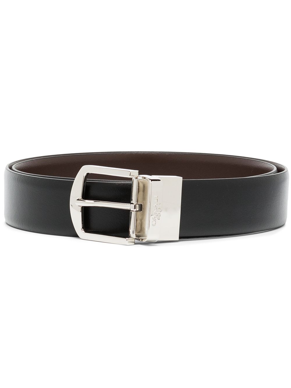 Canali logo扣环皮质腰带 - 黑色
