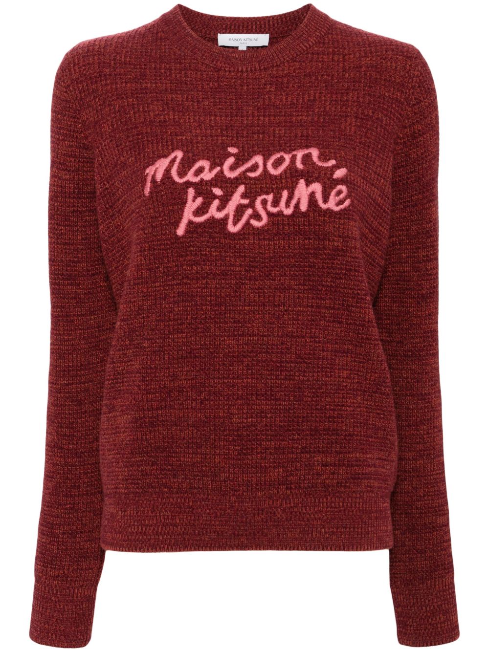 Maison Kitsuné 手绘感图案舒适毛衣 - 红色