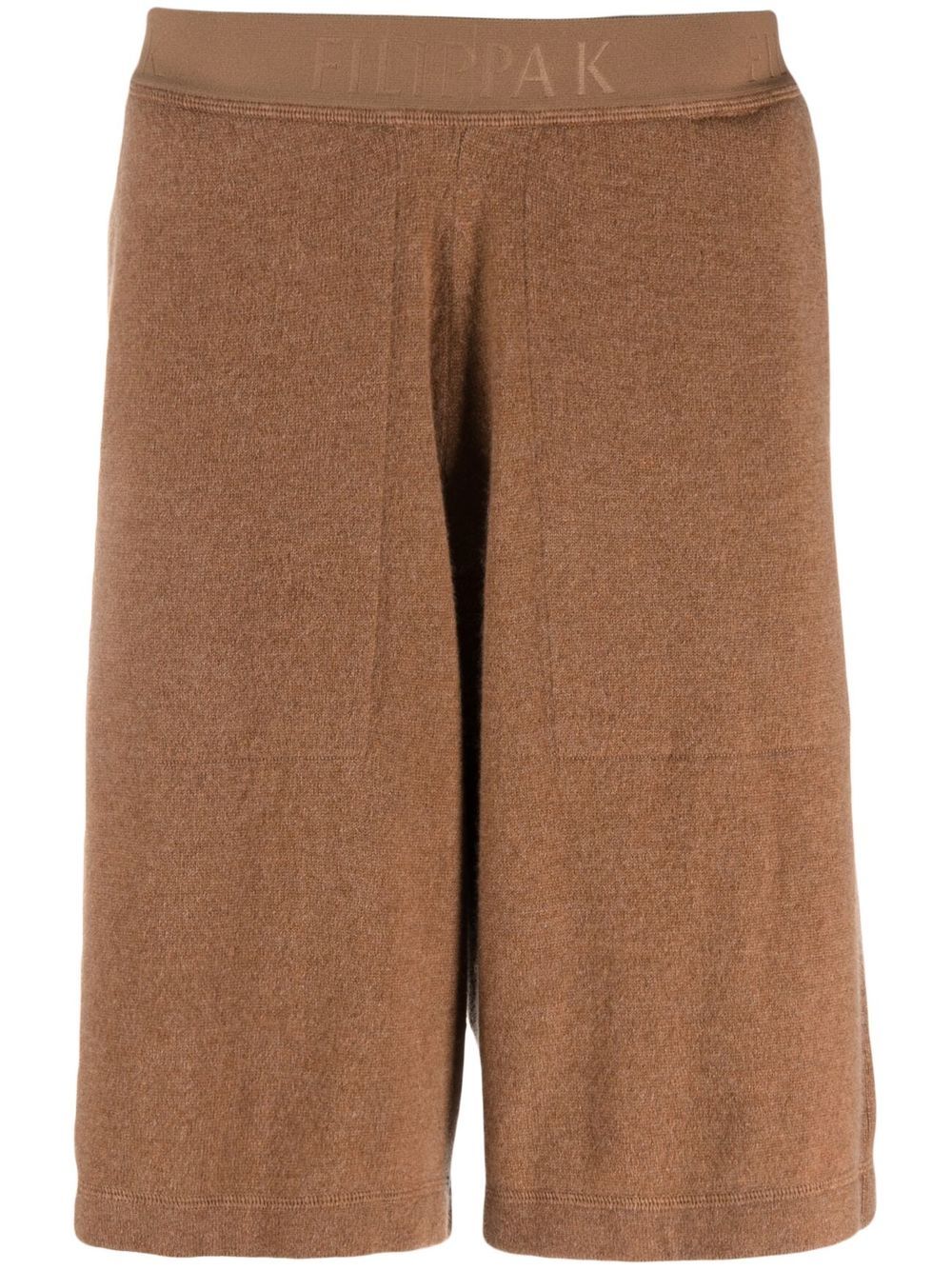 Filippa K logo裤腰羊绒百慕大短裤 - 褐色