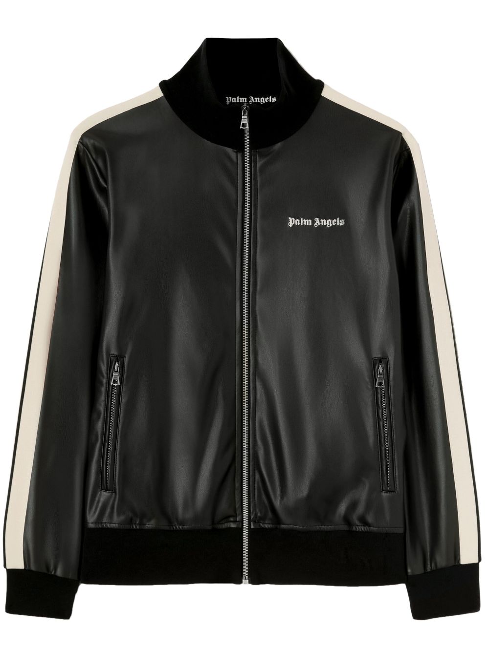 Palm Angels logo刺绣拉链夹克 - 黑色