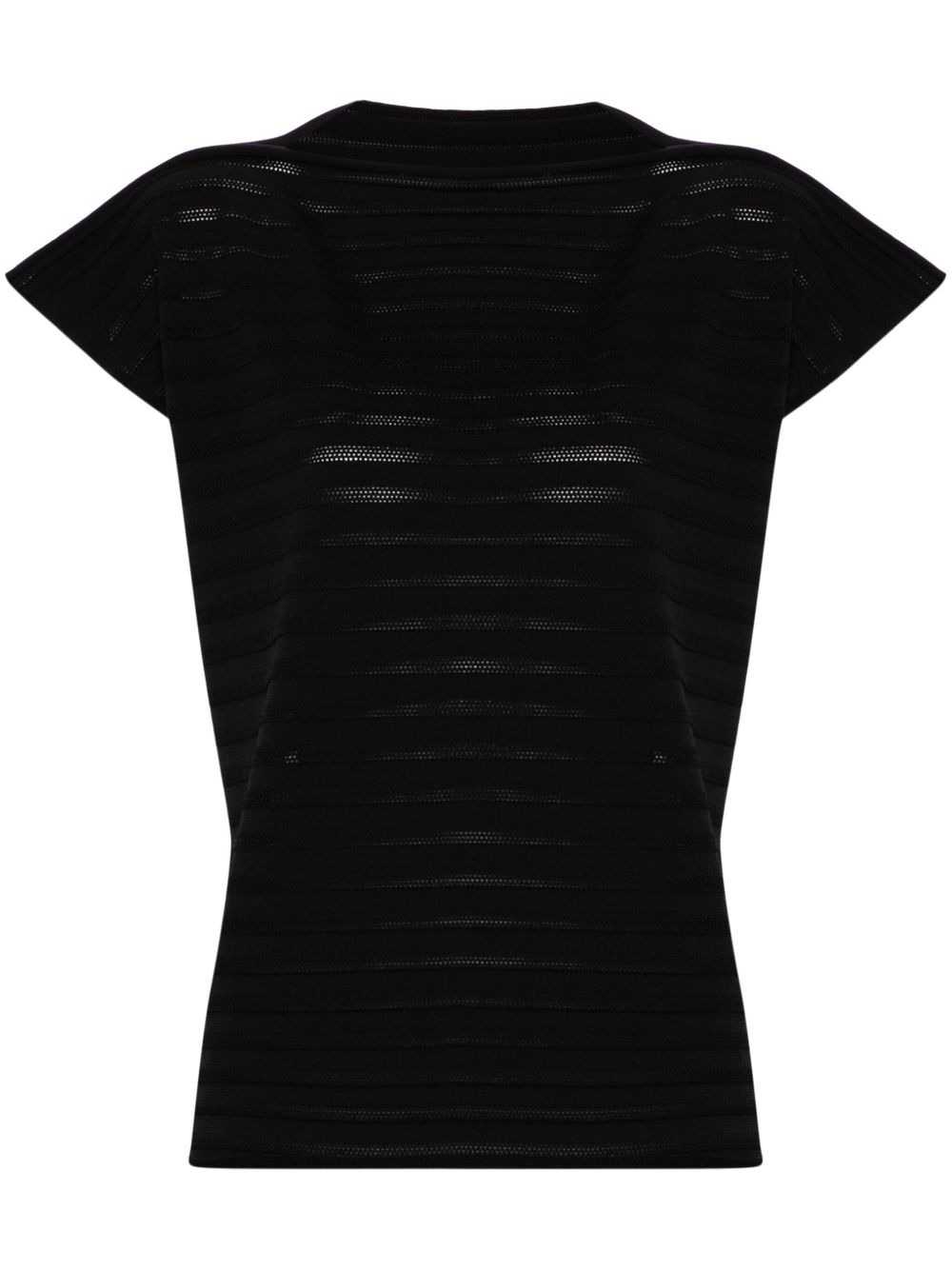 Pleats Please Issey Miyake 针织网纱上衣 - 黑色