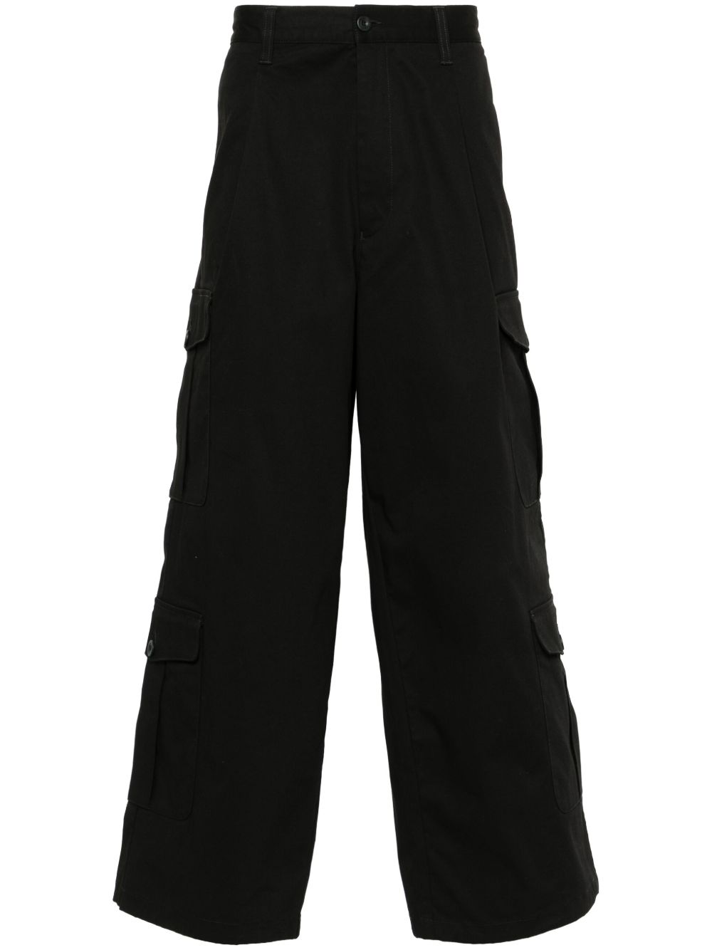 Emporio Armani 斜纹编织工装裤 - 黑色