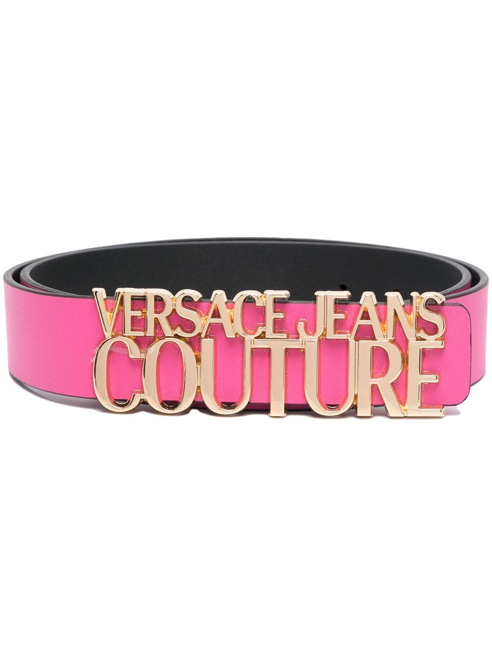 Versace Jeans Couture logo扣环皮质腰带 - 粉色