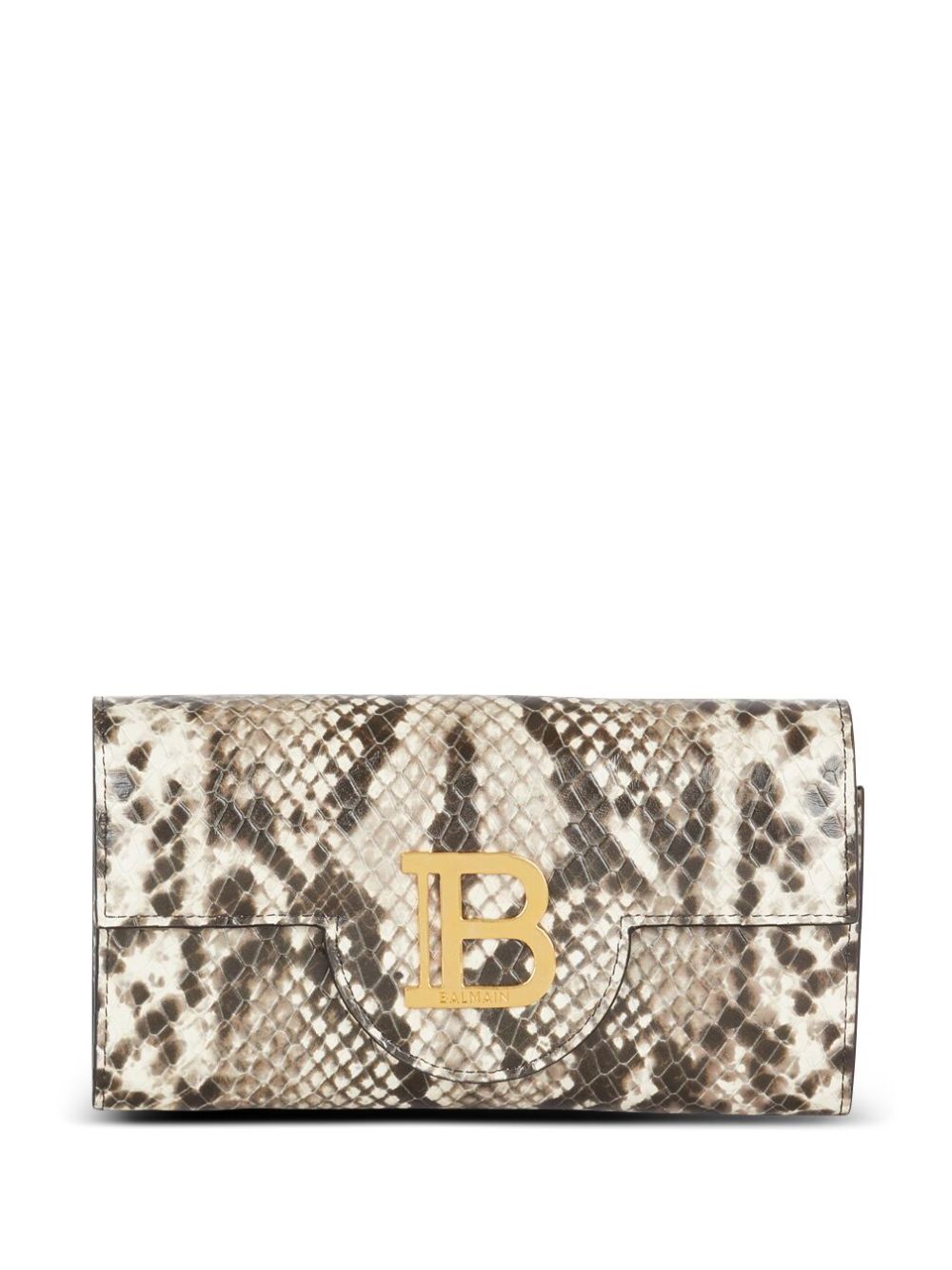 Balmain B-Buzz 仿蛇皮搭链钱包 - 褐色