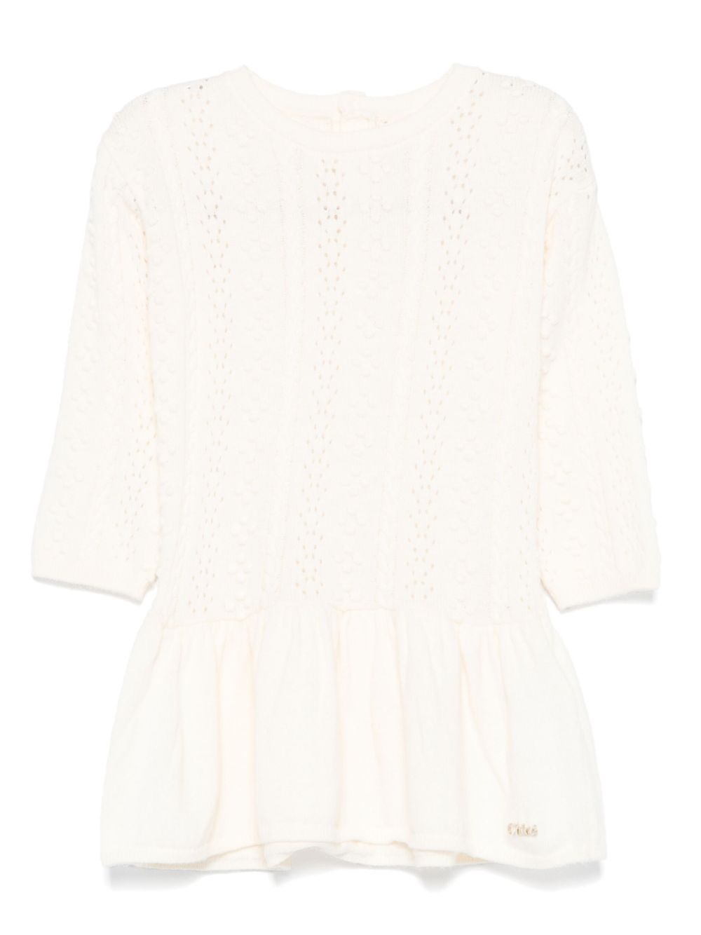 Chloé Kids 网眼编织连衣裙 - 中性色