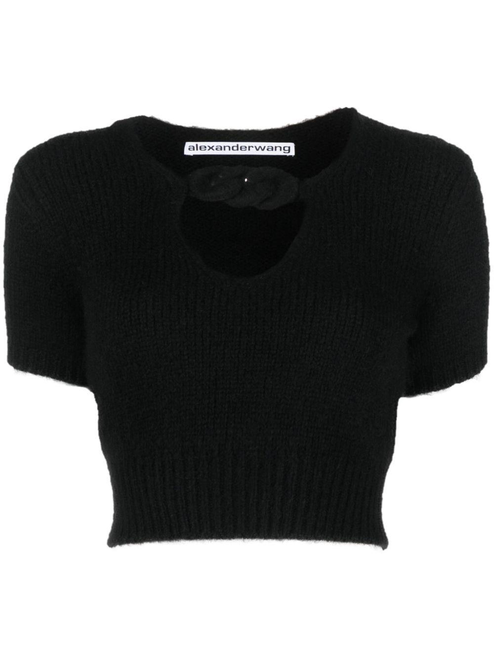 Alexander Wang 绳索细节短款针织上衣 - 黑色