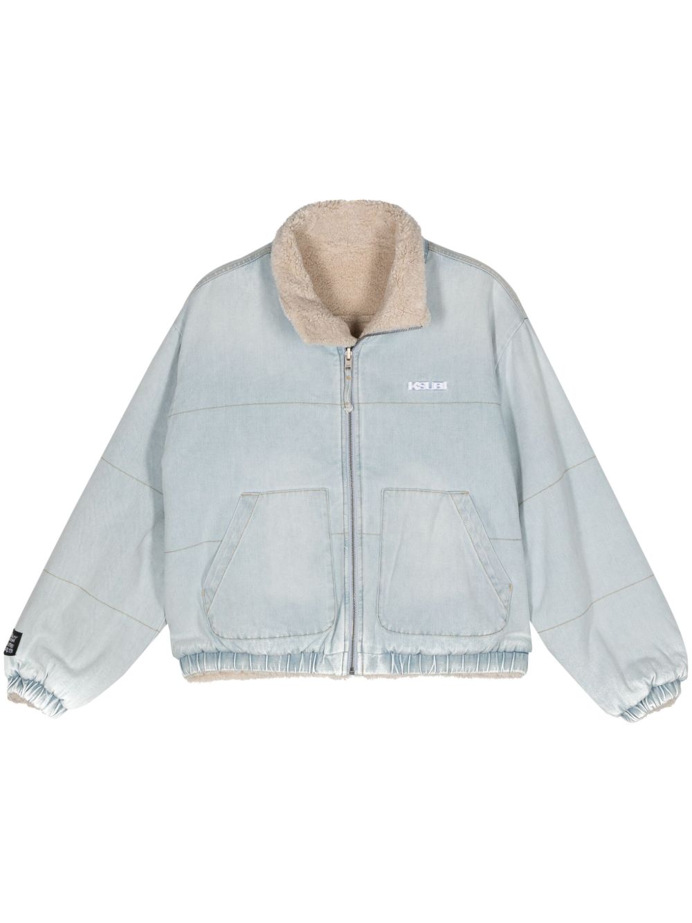 Ksubi logo刺绣双面牛仔夹克 - 蓝色