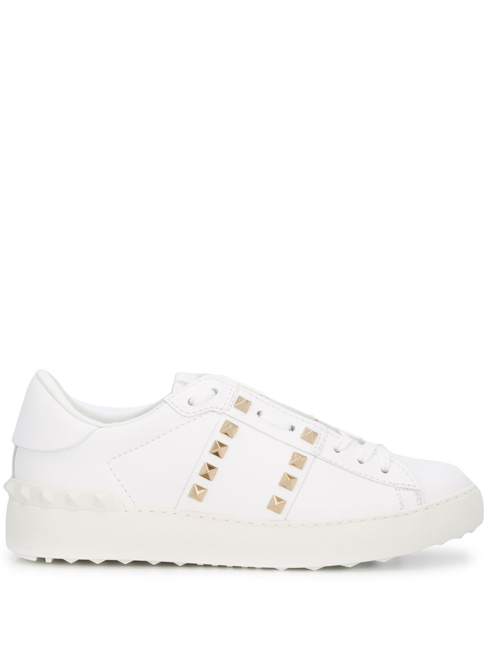 Valentino Garavani Rockstud Untitled 皮质运动鞋 - 白色