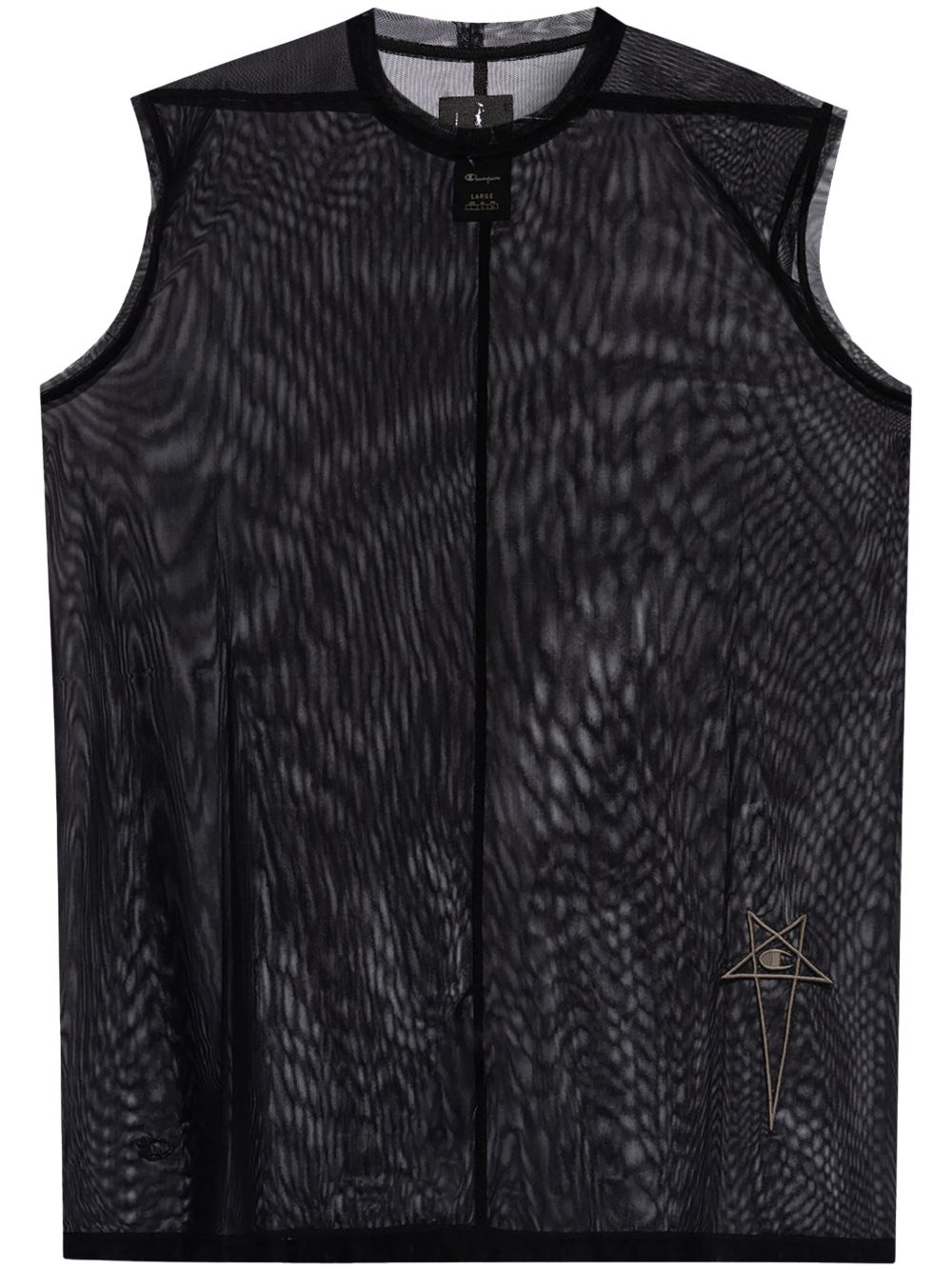 Rick Owens X Champion Tarp T logo刺绣坦克背心 - 黑色