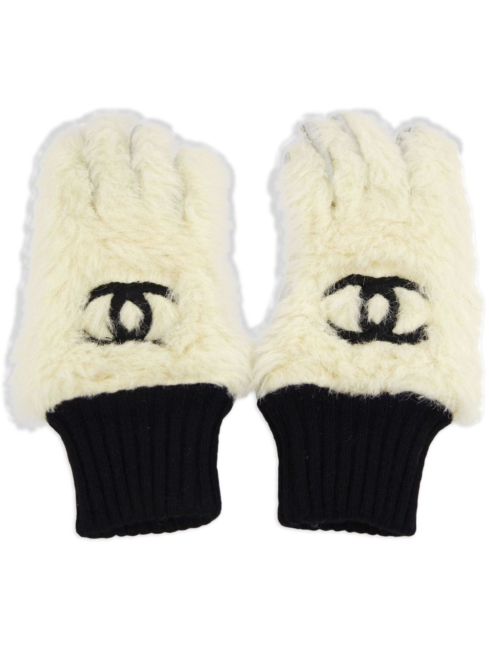 CHANEL Pre-Owned 皮草手套（1990-2000年典藏款） - 白色