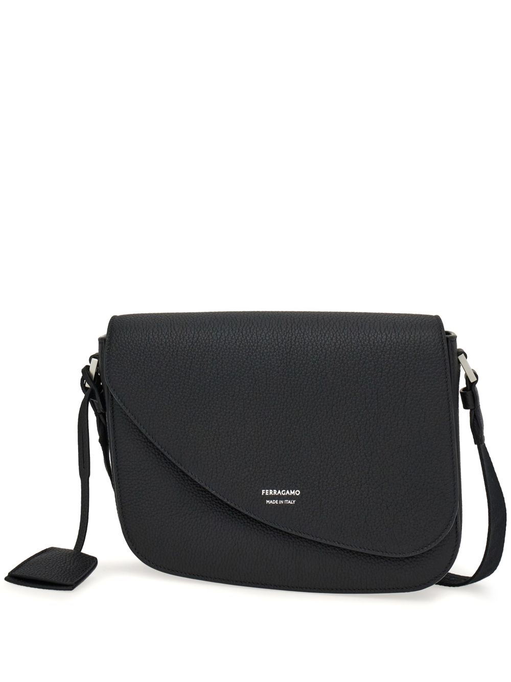 Ferragamo 中号皮质单肩包 - 黑色