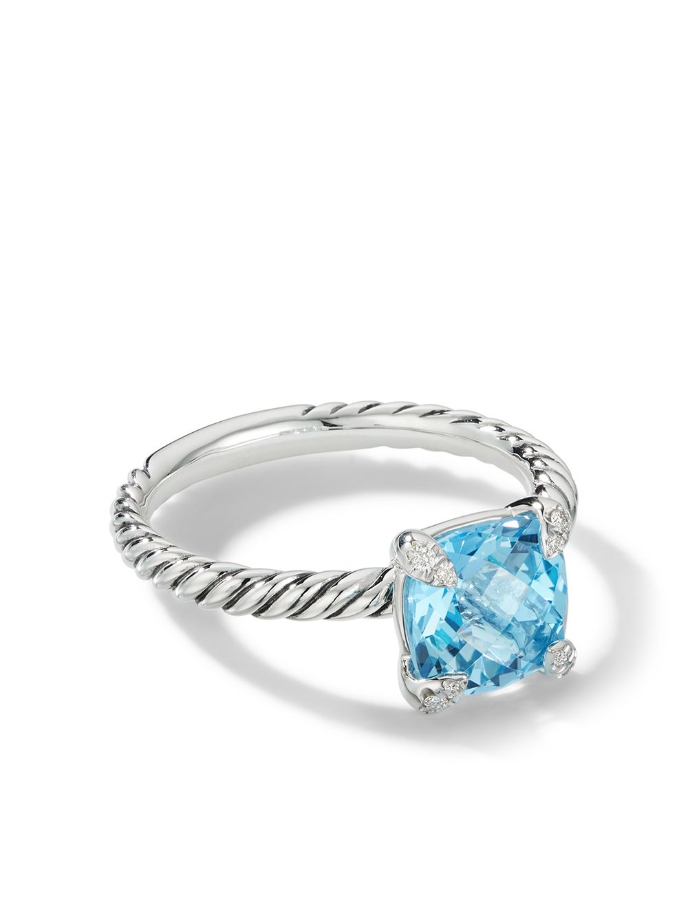 David Yurman 纯银 Chatelaine 黄玉钻石戒指 - 蓝色