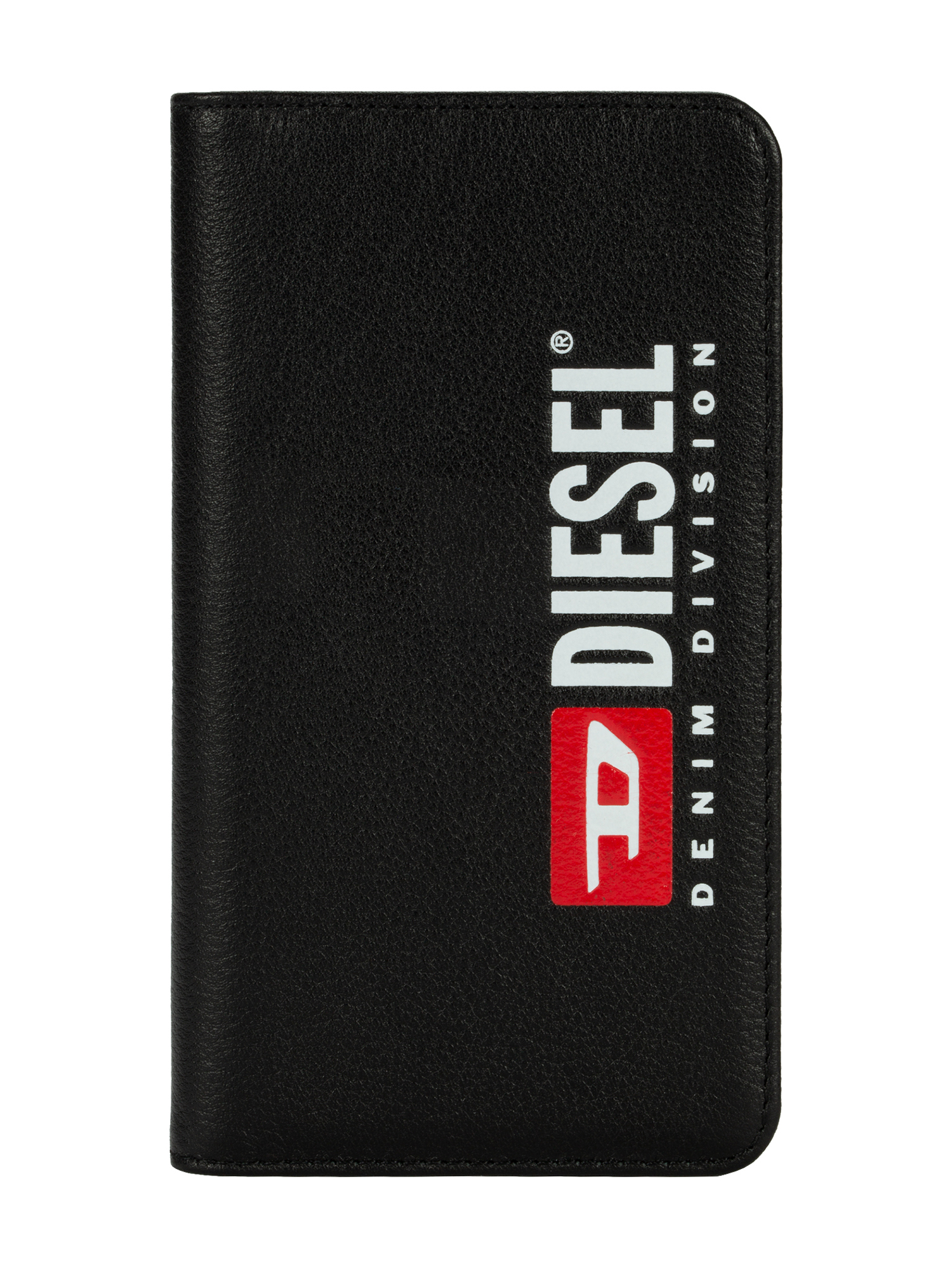 Diesel - Black leather printed and debossed logo case, i Phone XS & X - Flip covers - Unisex - Black