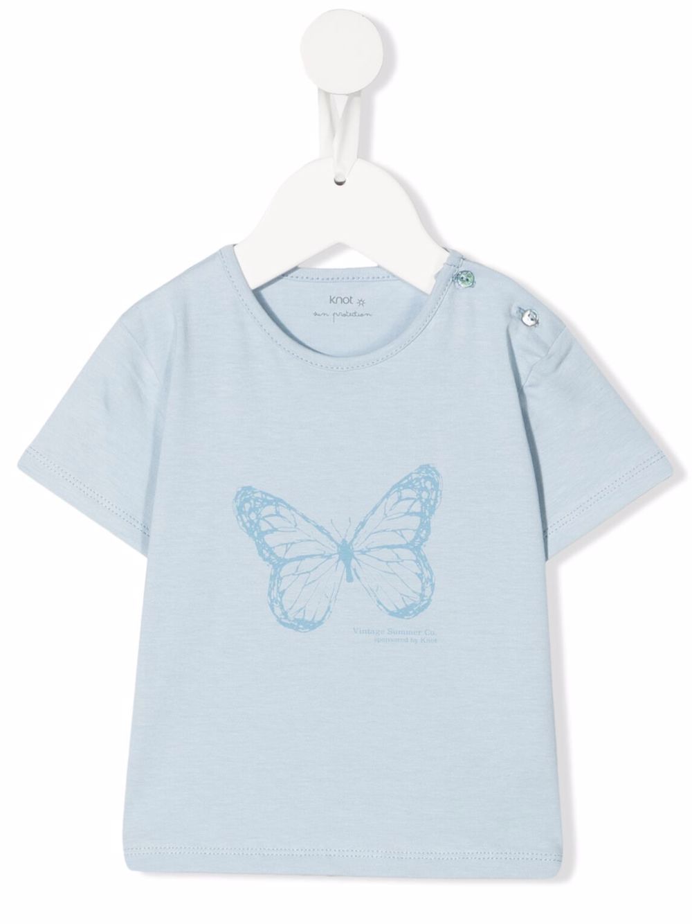 Knot Butterfly 图案印花T恤 - 蓝色