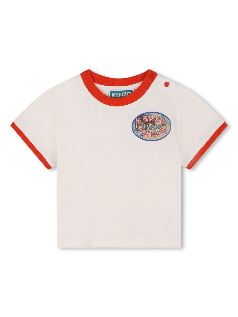 Kenzo Kids logo印花棉T恤 - 白色