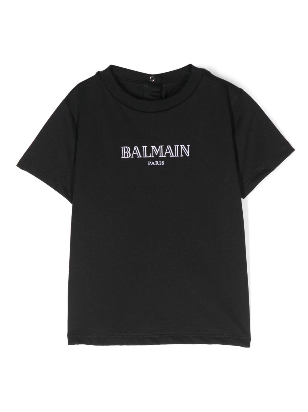Balmain Kids logo刺绣T恤 - 黑色