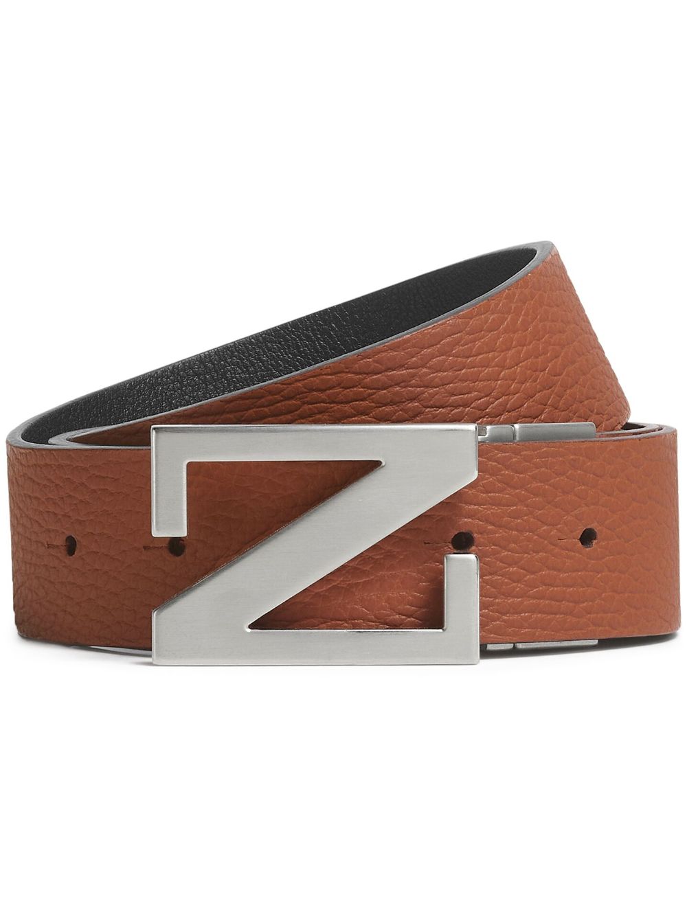 Zegna 双面皮质腰带 - 褐色