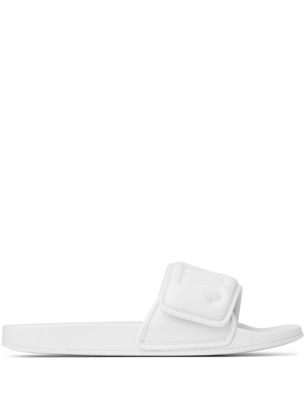Jimmy Choo Fitz/M logo凹面压花拖鞋 - 白色