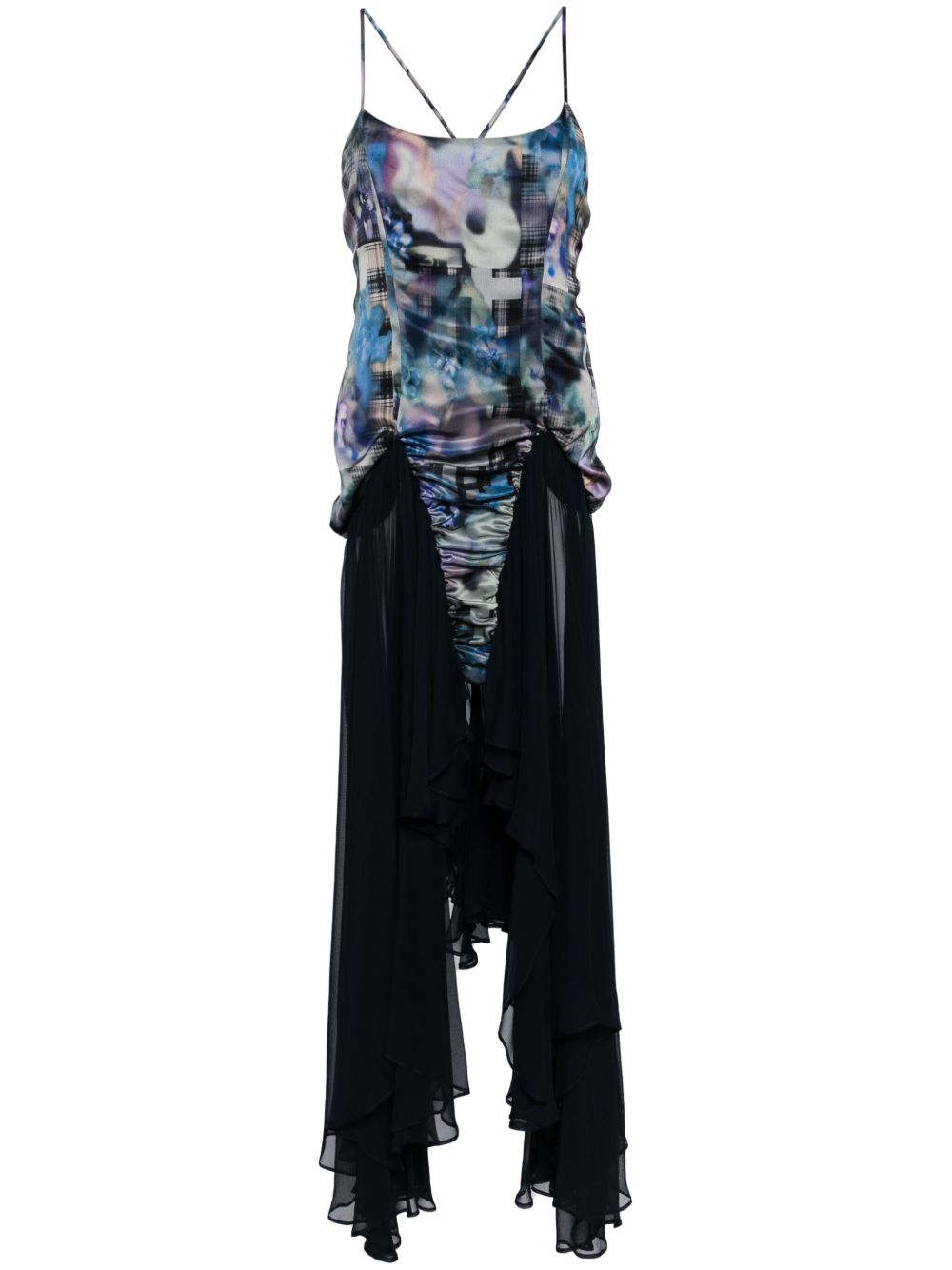 Collina Strada Navy Garden Blur 连衣裙 - 蓝色