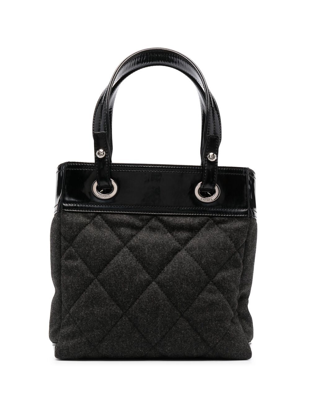 CHANEL Pre-Owned 菱纹绗缝手提包 - 黑色