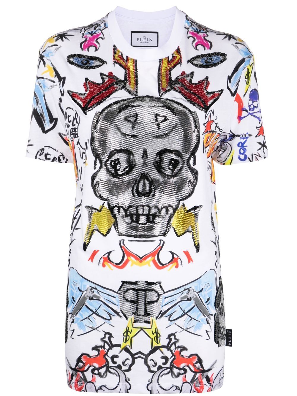 Philipp Plein Man Fit Crystal Skull T恤 - 白色