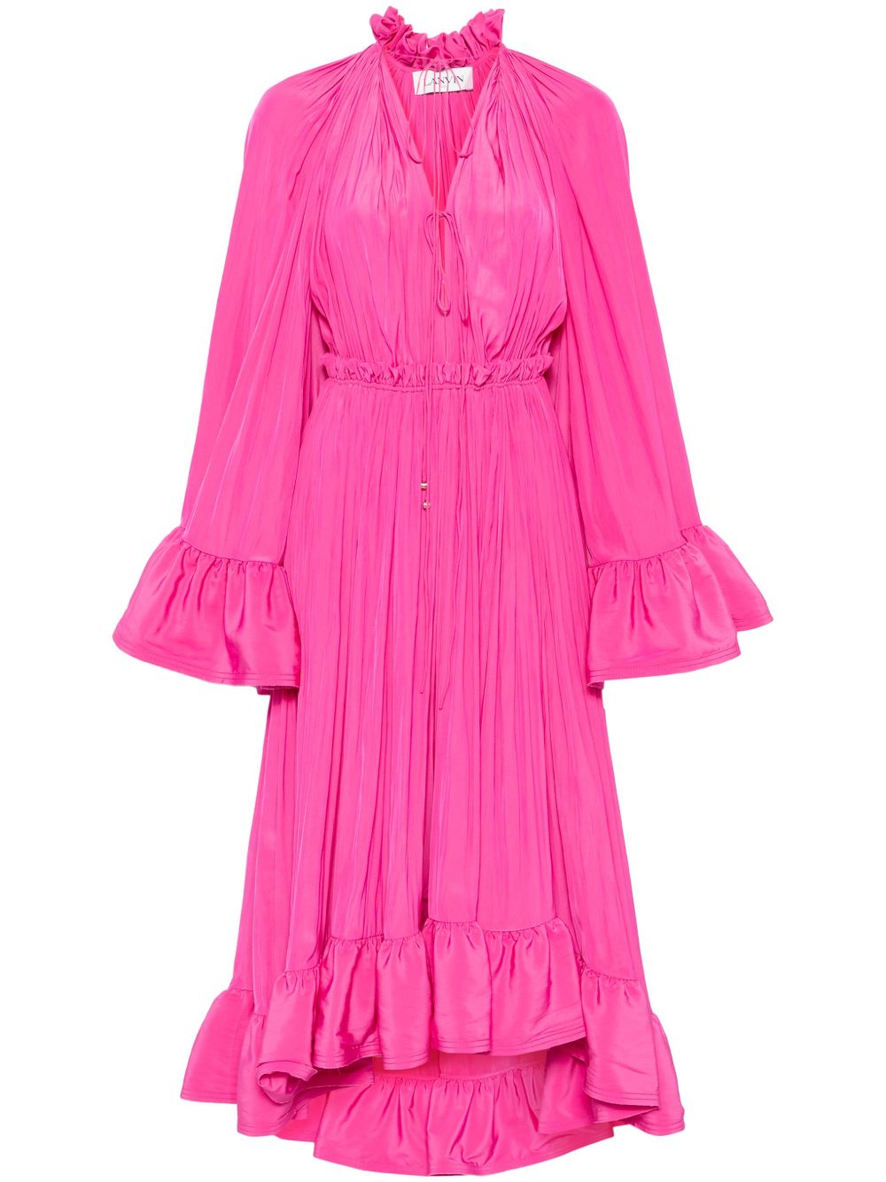 Lanvin 荷叶边中长连衣裙 - 粉色