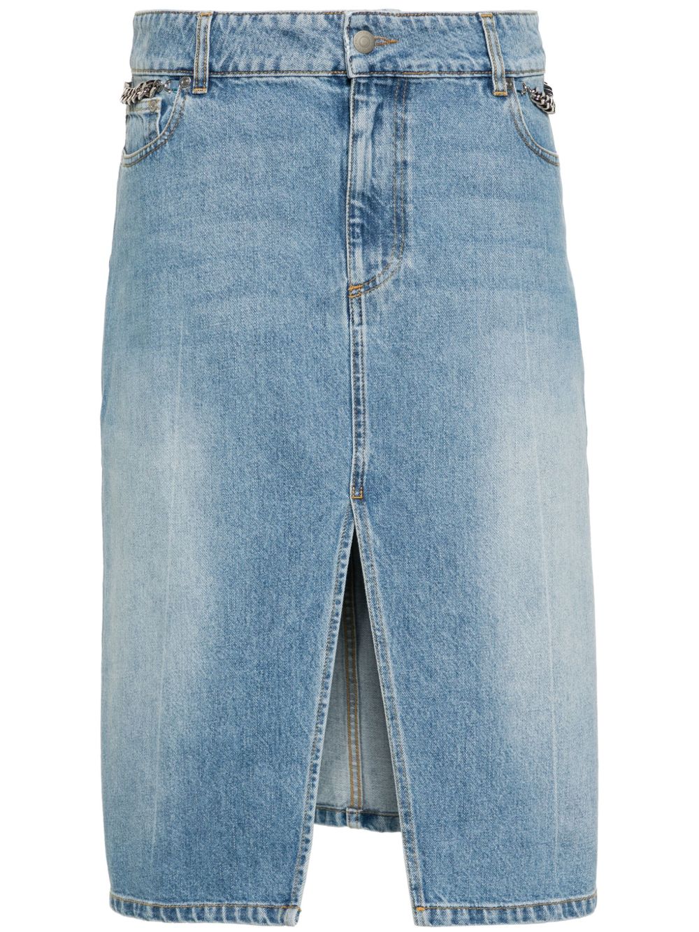 Stella McCartney Iconic Falabella 搭链牛仔半身裙 - 蓝色
