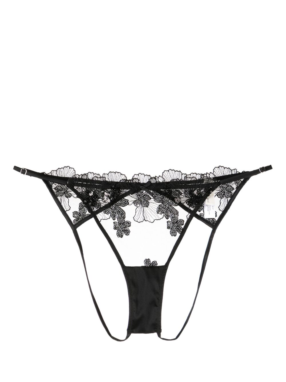 Fleur Du Mal Sequin Violet 刺绣开裆三角内裤 - 黑色