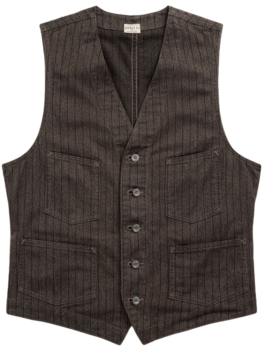 Ralph Lauren RRL 细条纹棉斜纹布西式马甲 - 黑色