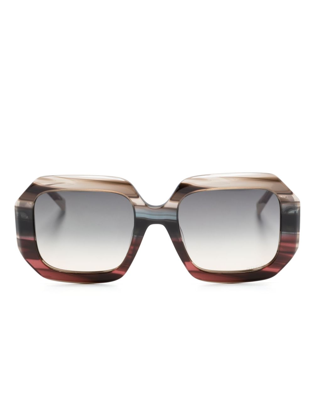 MISSONI EYEWEAR 玳瑁纹方框太阳眼镜 - 褐色