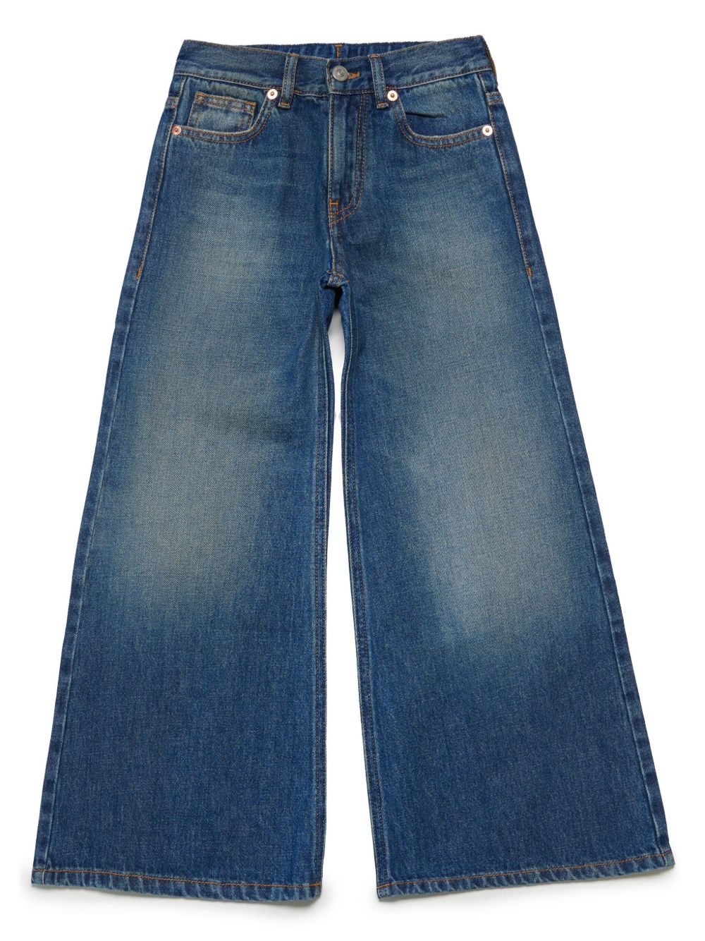 MM6 Maison Margiela Kids 标贴阔腿牛仔裤 - 蓝色