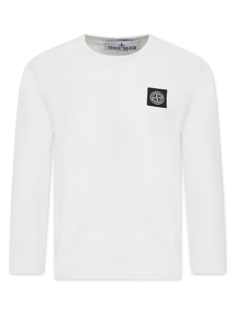 Stone Island Junior 标贴长袖T恤 - 白色