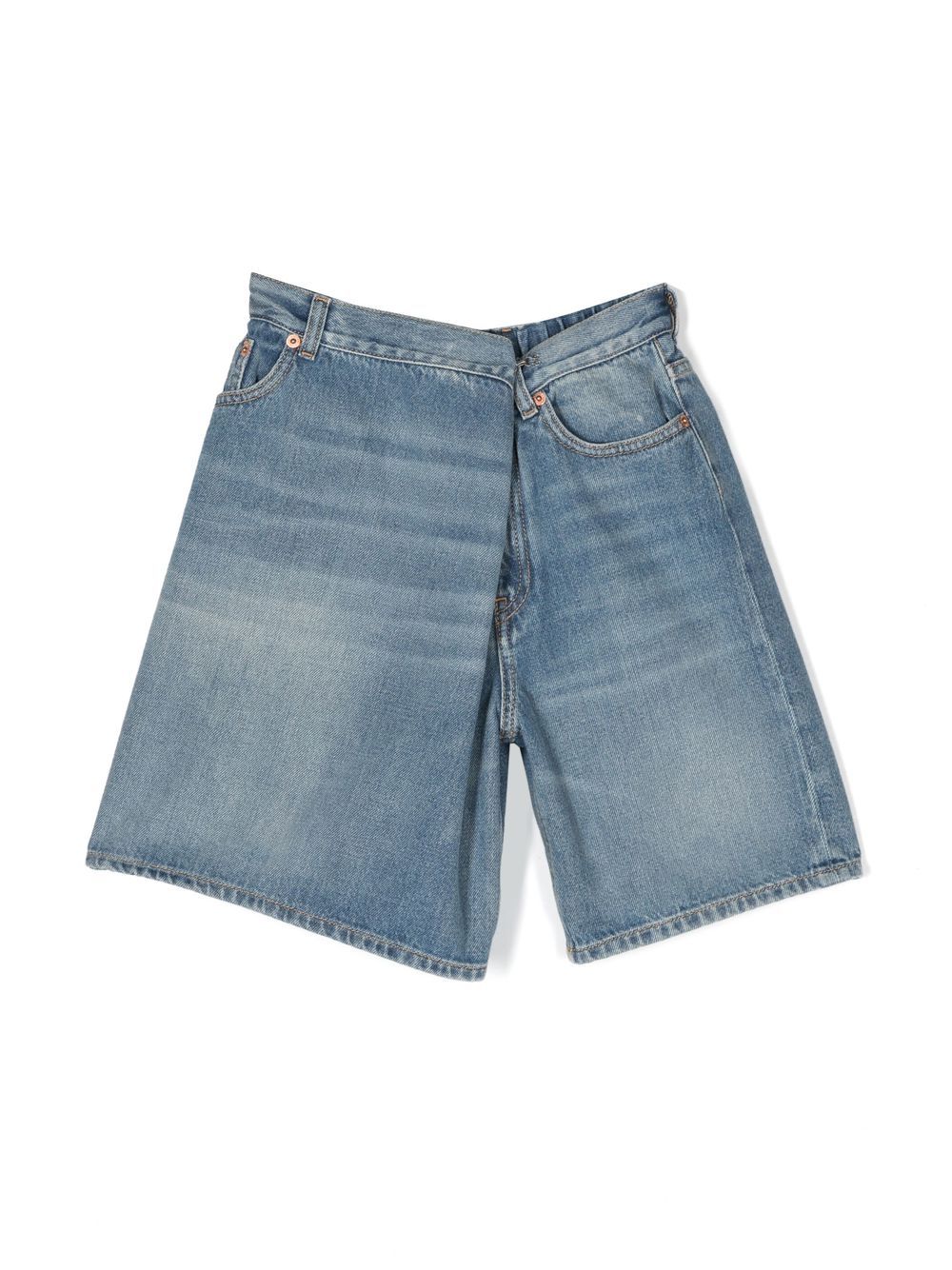 MM6 Maison Margiela Kids 标贴牛仔短裤 - 蓝色
