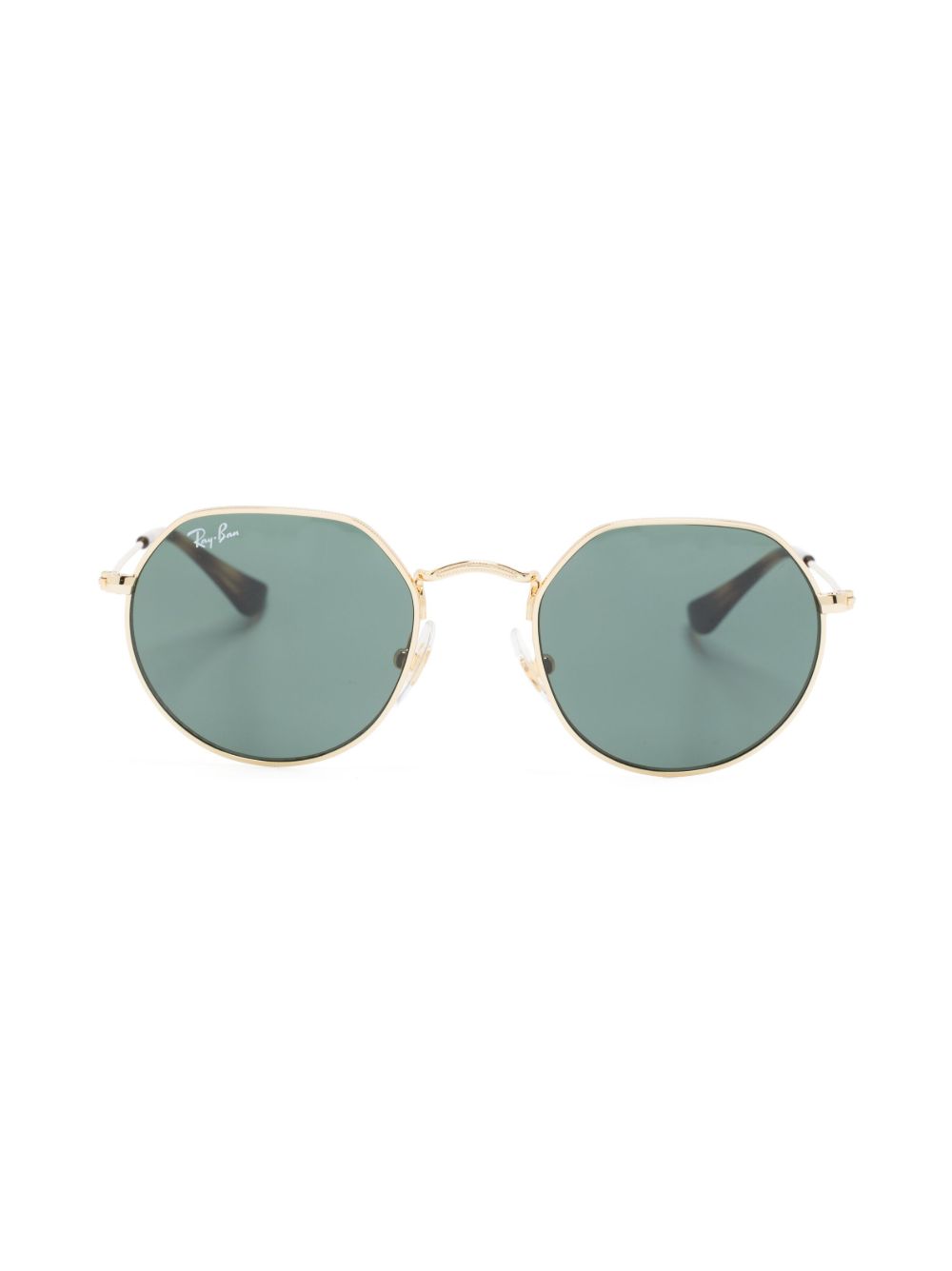 RAY-BAN JUNIOR 玳瑁纹细节圆框太阳眼镜 - 金色