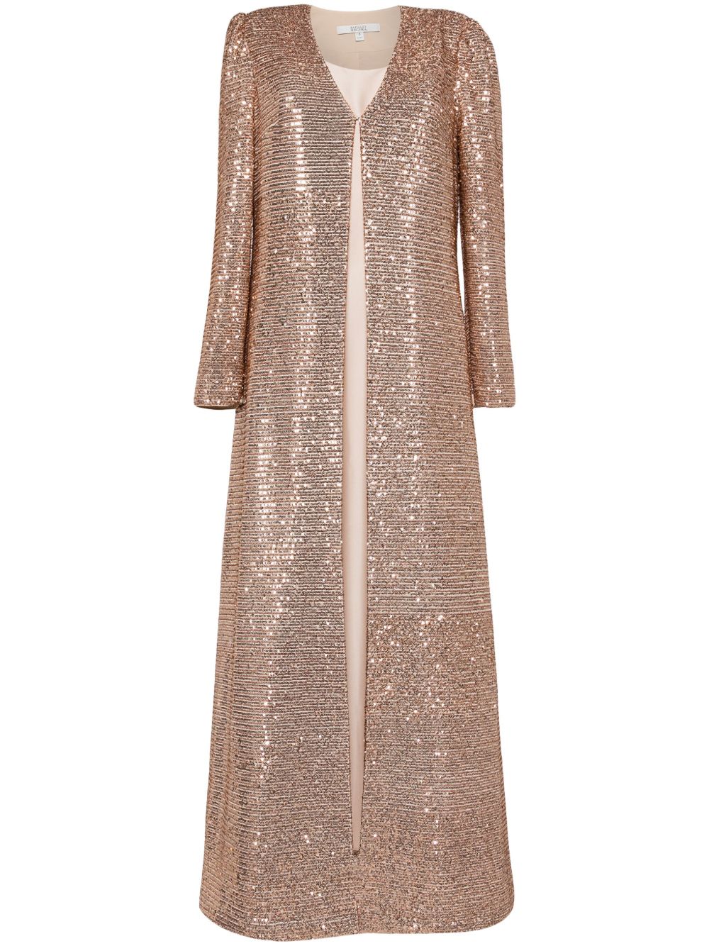 Badgley Mischka Mikado 亮片礼服与长大衣 - 金色