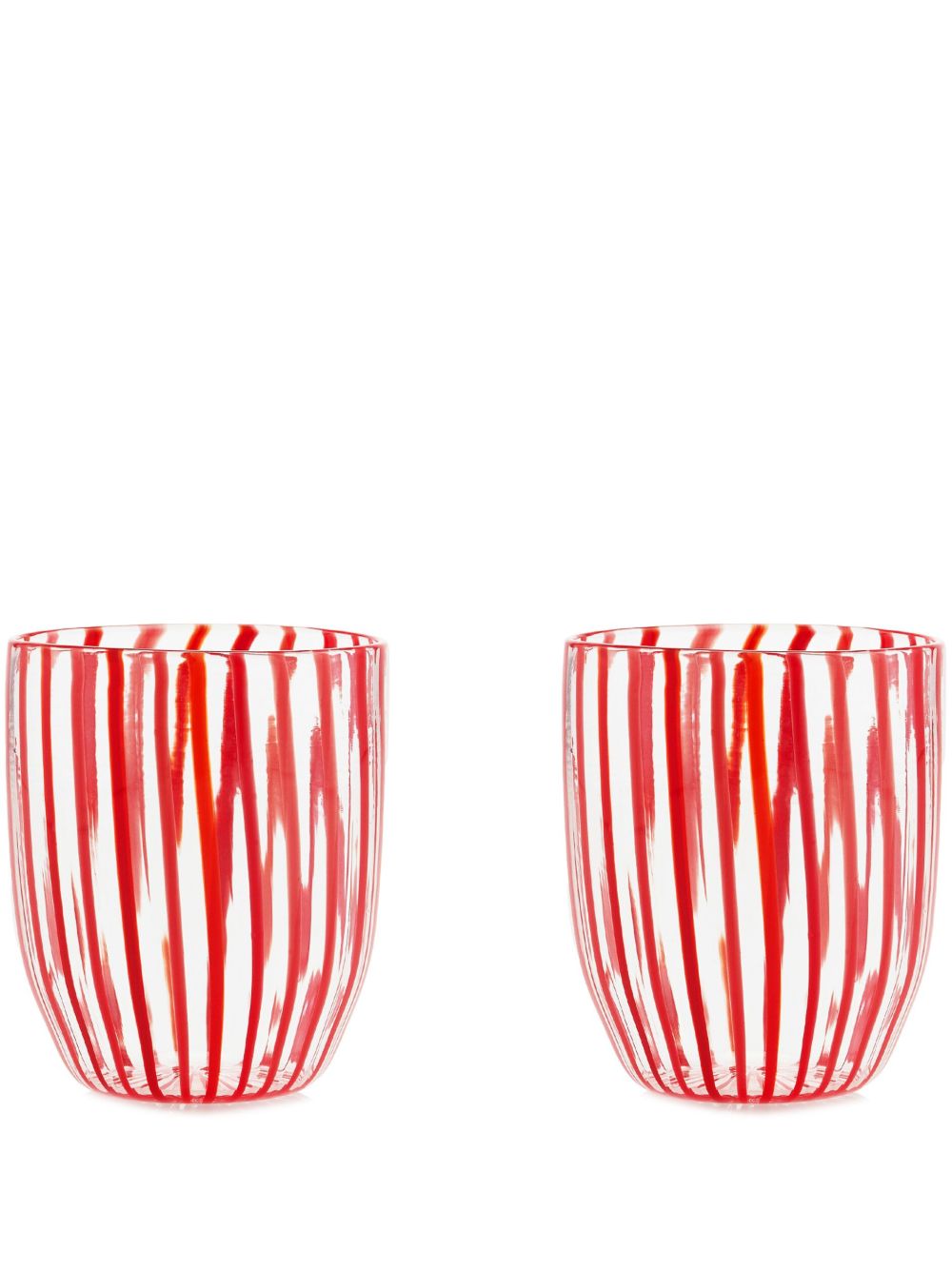 AQUAZZURA CASA Capri Stripe 玻璃杯 （两件装) - 红色