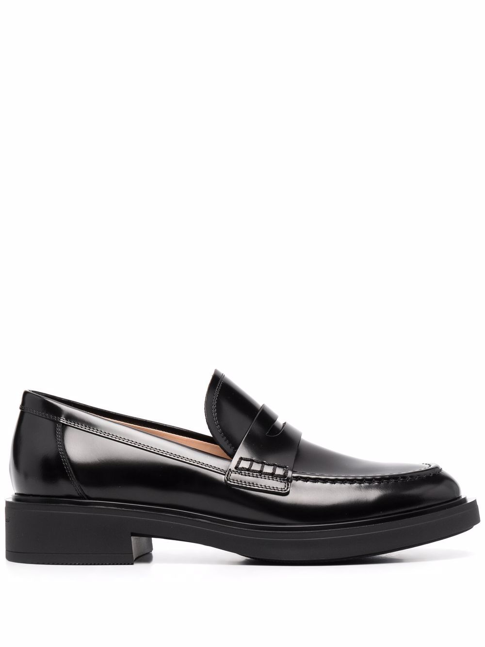 Gianvito Rossi Harris 皮质低跟乐福鞋 - 黑色