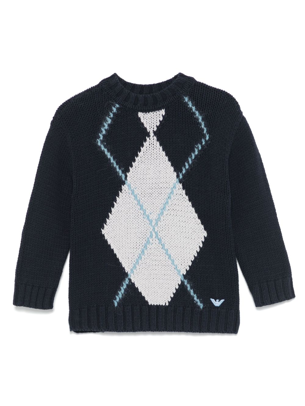 Emporio Armani Kids 嵌花针织毛衣 - 蓝色