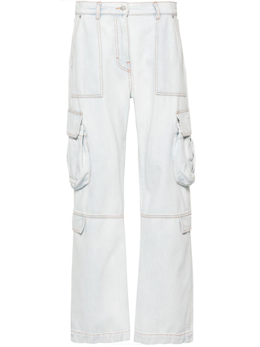 MSGM 中腰直筒牛仔裤 - 蓝色