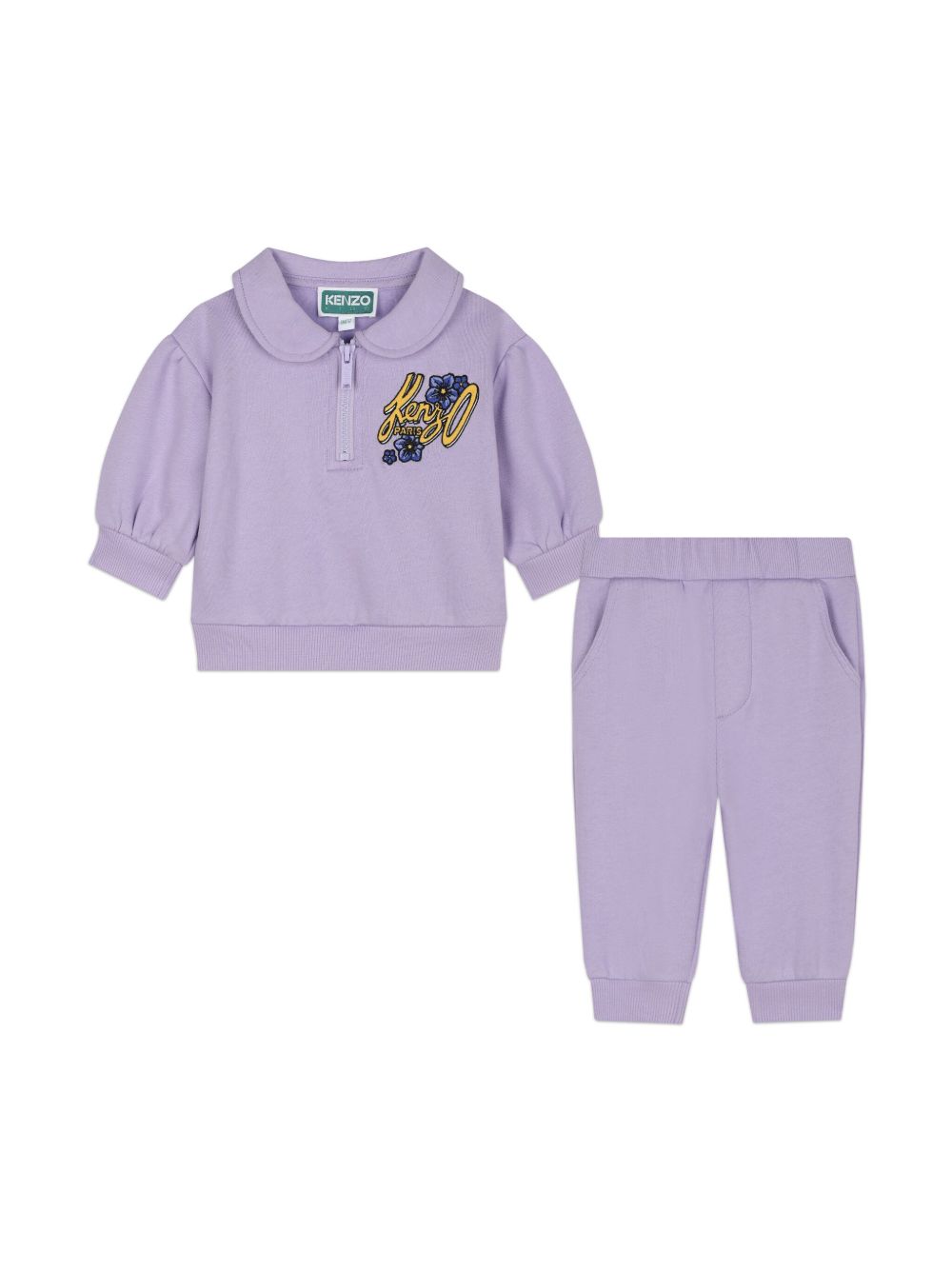 Kenzo Kids logo印花卫衣和长裤套装 - 紫色