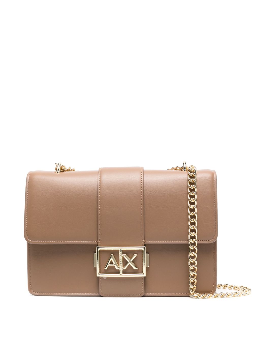 Armani Exchange logo标牌斜挎包 - 褐色