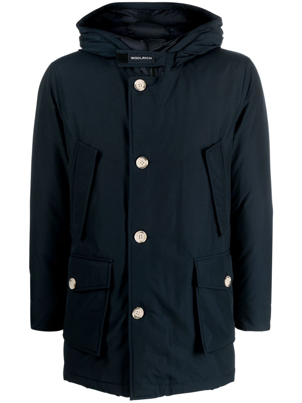Woolrich 标贴填充派克大衣 - 蓝色