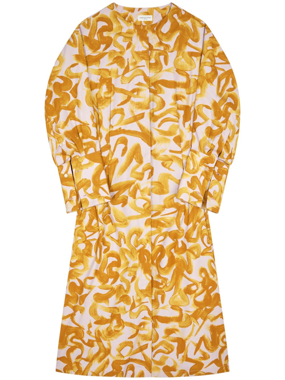 DRIES VAN NOTEN 抽象印花图案连衣裙 - 橘色