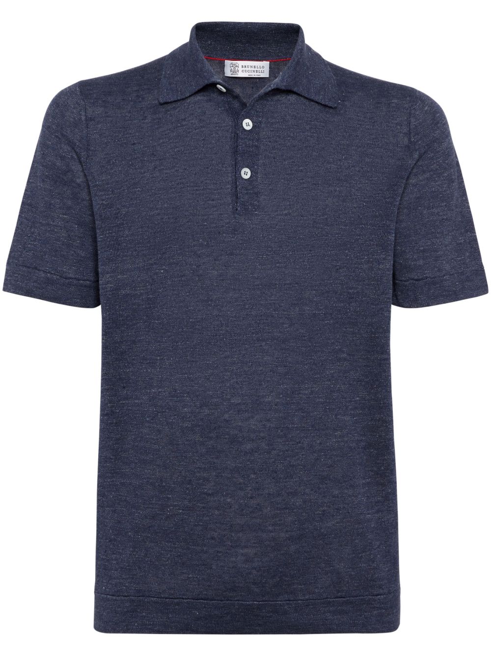 Brunello Cucinelli 罗纹领竹节纹理polo衫 - 蓝色